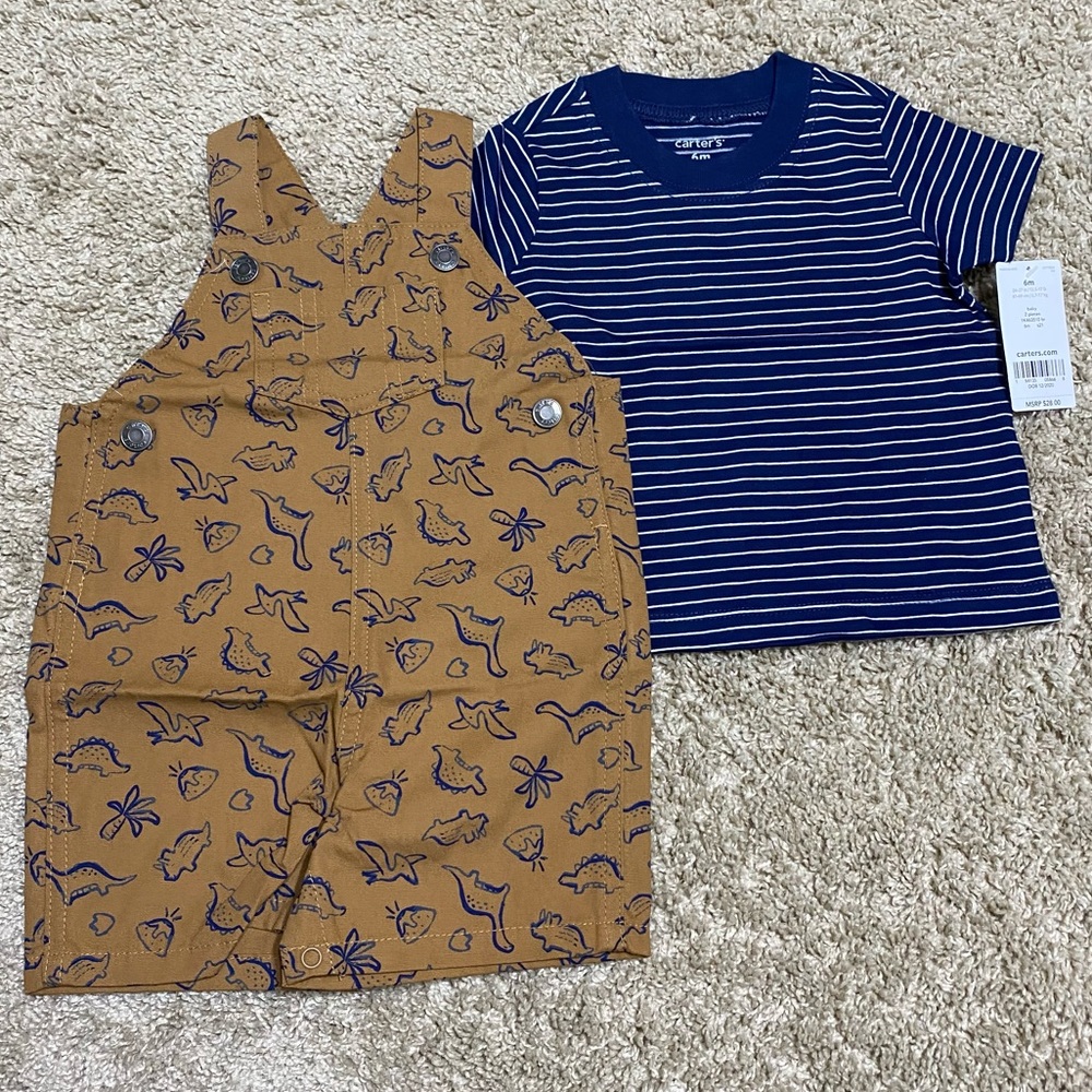Carter's 2-Piece Dinosaur Tee & Shortalls Set